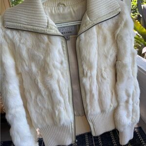 Women's White Fur/Leather Jacket